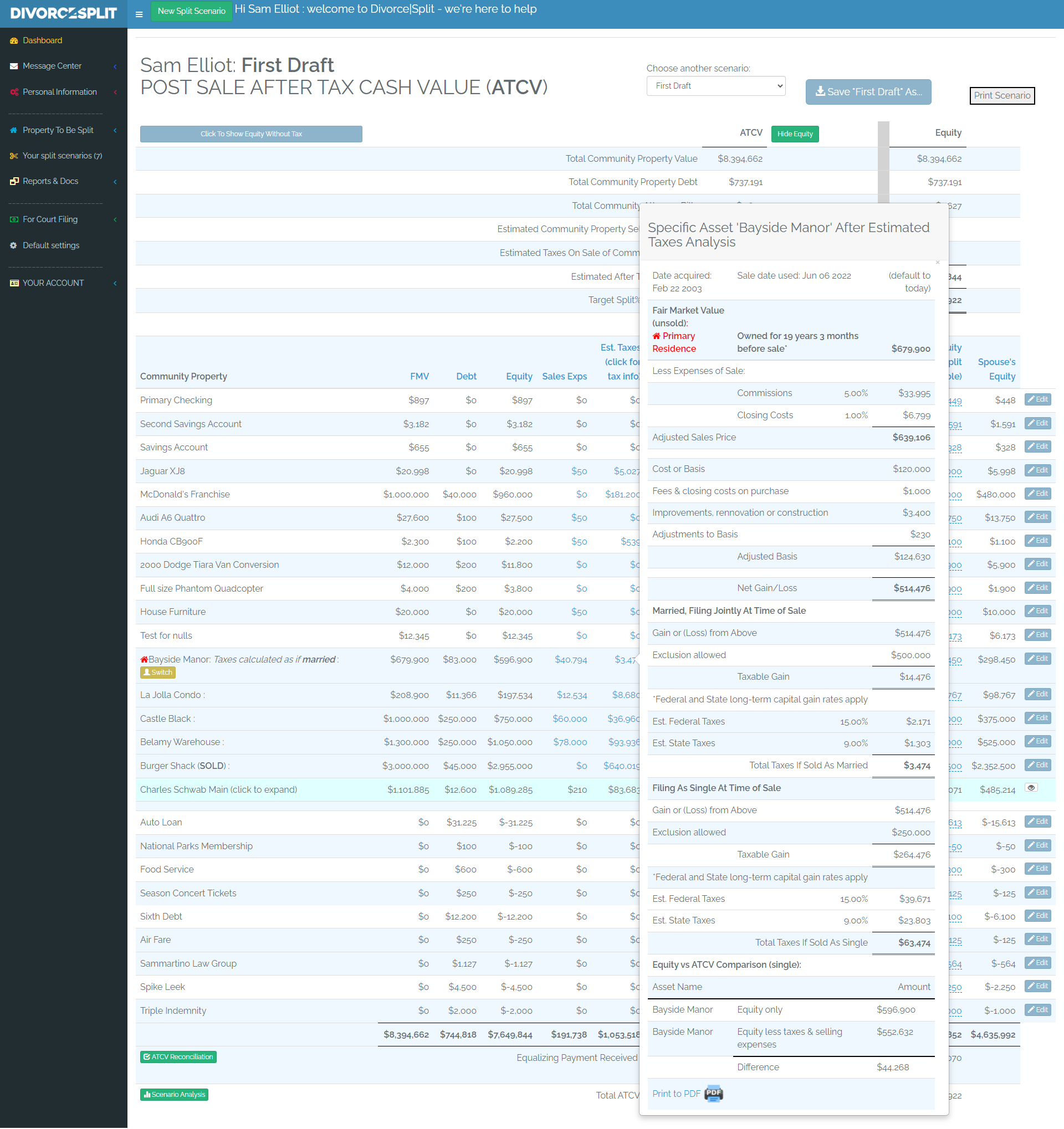 Split scenario details