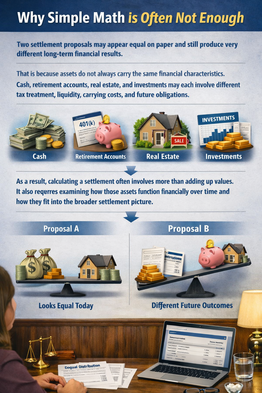 The many reasons why simple math doesn't work in divorce settlements